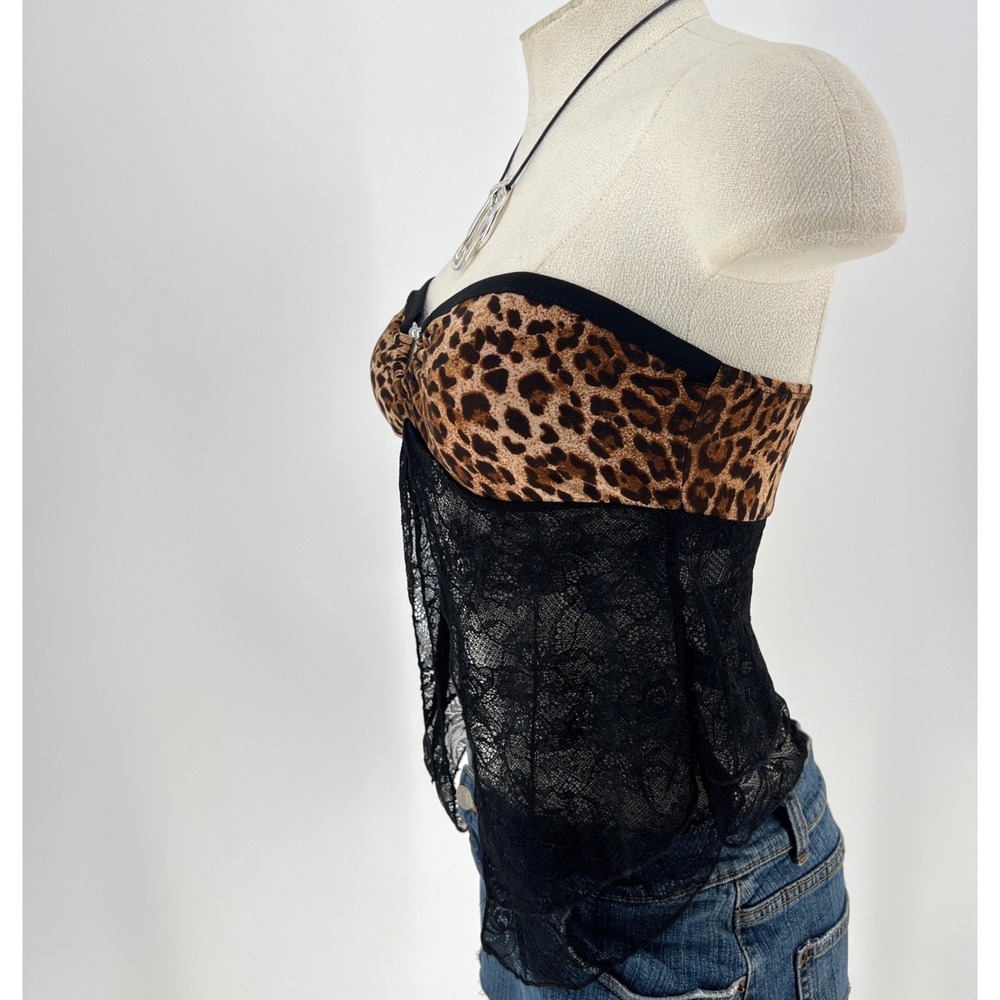 SHEIN Leopard Print Lace Strapless Babydoll Tube Top size Small grunge Y2K style - Picture 2 of 8